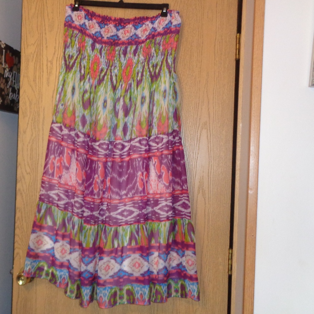 Dots Boho Strapless Multi Color Maxi Dress/Skirt 2X NWT